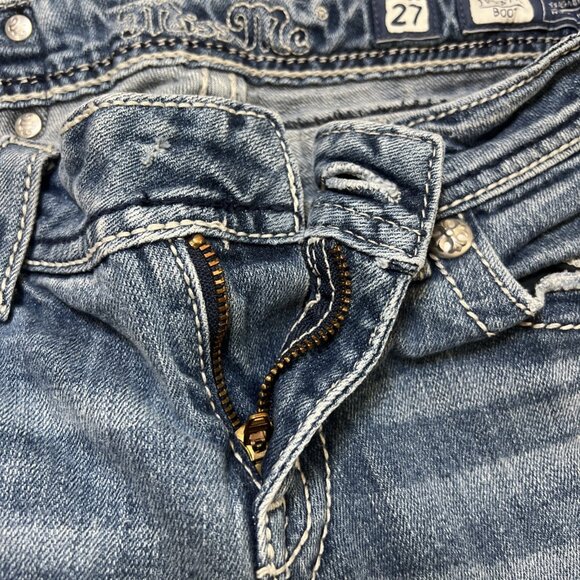 Project-Miss Me Jeans Womens 27 Low Rise Boot Y2K Embellished Medium Wash Denim - Picture 2 of 13